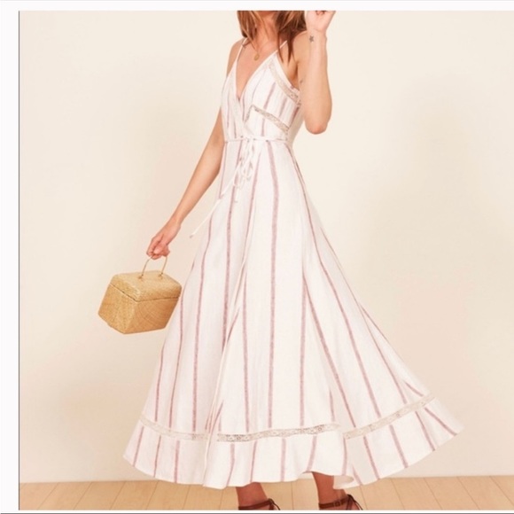 Reformation Daria Wrap Dress in Ivory & red size XS - Picture 1 of 9